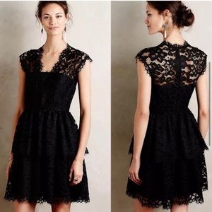 Shoshanna Vanita Black Sleeveless lace peplum dress